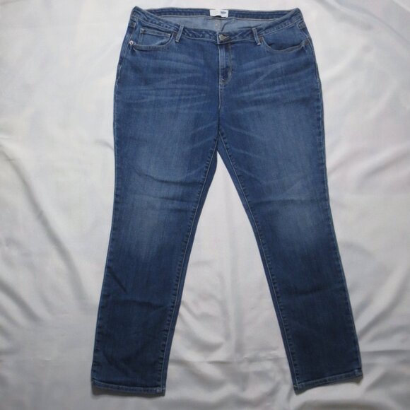 OLD NAVY womens JEANS blue STRAIGHT LEG denim STRETCH mid-rise STRETCH size 14 - Picture 1 of 10